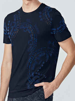 【19春夏新款】VERRI/VERRI植絨與燒花工藝的結合,花型獨特,簡約大氣時尚休閑短袖士T恤-男士短袖T恤